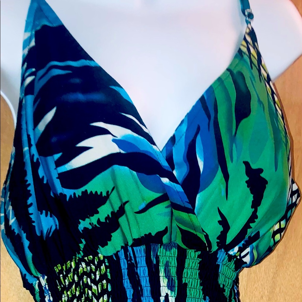 Maxi wrap  tank dress  teal/green/blue